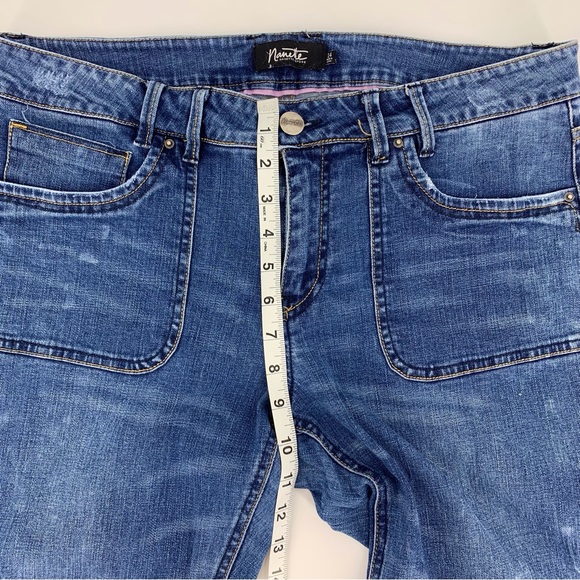 Nanette Lepore Blue Distressed Acid Wash Boyfriend Fit Cropped Jeans, 14 - Picture 13 of 16